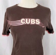 Nike Chicago Cubs T-Shirt Girls Large Brown Pink Cotton, MLB Genuine Merchandise - $11.95