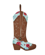 Pioneer Woman Cowboy Cowgirl Boot Blue Red Floral Christmas Stocking Pol... - $21.27