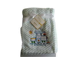 NWT Posh Baby Pale Blue BABY Blanket 30&quot;x40&quot; Soft Textured Sweet Baby Boy Train - £7.80 GBP
