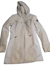 Women&#39;s Michael Kors Beige Quilted Knit-Panel Jacket Size Small Pre Owned - £71.21 GBP