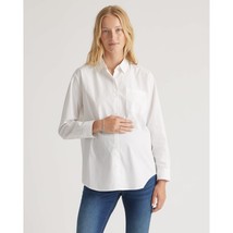 Quince Organic Cotton Poplin Maternity &amp; Nursing Button-Down Shirt White S - £22.90 GBP