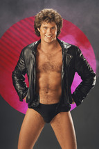 David Hasselhoff Pin Up Open Leather Jacket revealing bare chest Beefcake 18x24  - £19.26 GBP