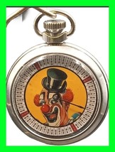 Old Vintage Carnival Clown Unique Gambling Device Pocket Watch In Workin... - £259.45 GBP