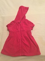 Girls Size 6 9 mo Circo swimsuit cover dress hoodie zipper pink terry cloth - $12.99