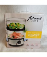 NEW Eternal Living Two Tier Food Steamer w/Lids stackable 8&quot; x 8&quot; NIB - $237.95 MXN