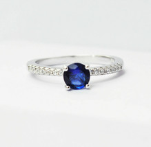925 Sterling Silver Handmade Certified 2Ct Blue Sapphire Cluster Ring For Women - £39.45 GBP