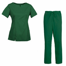 Women&#39;s Scrub Set Medical Nursing Uniform Top and Drawstring Cargo Pants - £30.47 GBP