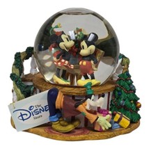 Vintage Disney Store Mickey Minnie Snow Globe Music Box w/ Goofy &amp; Donald Duck - $81.70