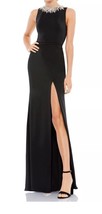 New Ieena Mac Duggal Sleeveless Rhinestone Beaded Collar Gown in Black S... - £101.27 GBP