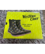 Western Chief Womens Chelsea Rain Boots Black Flowers Sz 9 Pull-on Brand... - £22.86 GBP