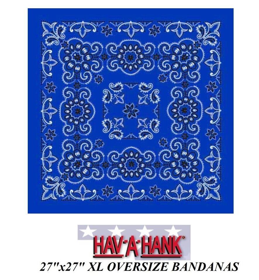 Hav-A-Hank XL BIG SUPER OVER-SIZED ROYAL BLUE PAISLEY 27&quot;BANDANA Head Ne... - $6.99