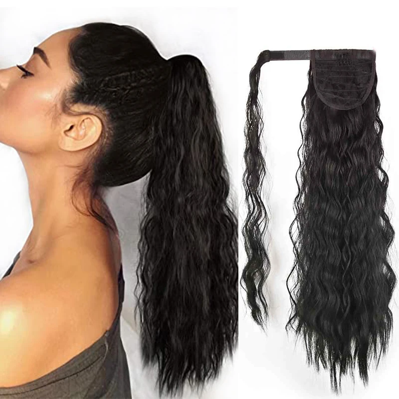 MERISI HAIR Synthetic Hairpiece Corn Wavy Long Ponytail Wrap on Clip Hair - £12.45 GBP+