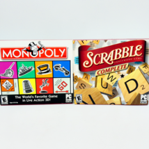 Scrabble Complete &amp; Monopoly in 3D PC Lot CD-ROM Slipcover Great Condition - $14.10