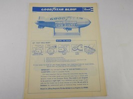 Vintage Revell Goodyear Blimp,1975 -1977 Assembly Instruction Sheet Manual - £6.95 GBP
