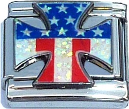 Patriotic Cross Italian Charm - $8.88