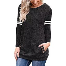 Women Casual Button Long Sleeve Pullover Blouse Shirts T-Shirt Top Blouse - £20.43 GBP