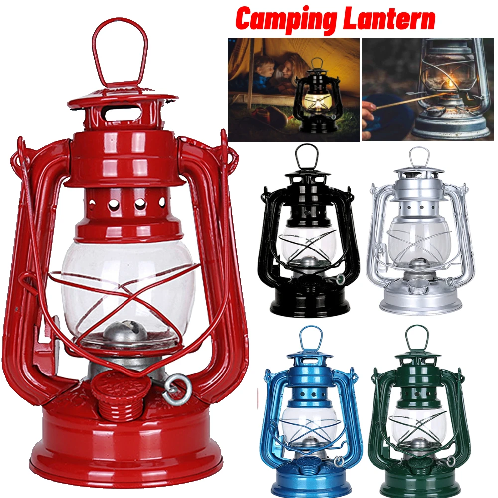 Retro Kerosene Camp Lamp Outdoor Camping Lantern Portable Tent Hanging Lamp with - £21.13 GBP