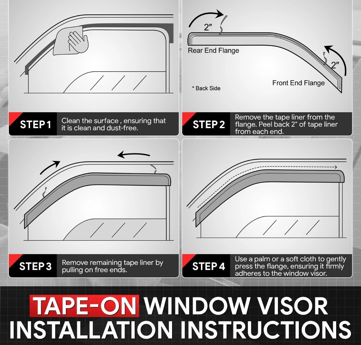 For 1996-2002 Toyota 4Runner Tape-On Window Visors Sun Deflector Rain Guards Item image 5