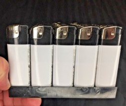 White Wt Silver Cap Electronic Disposable Lighters Adjustable Flame (50)... - £7.75 GBP