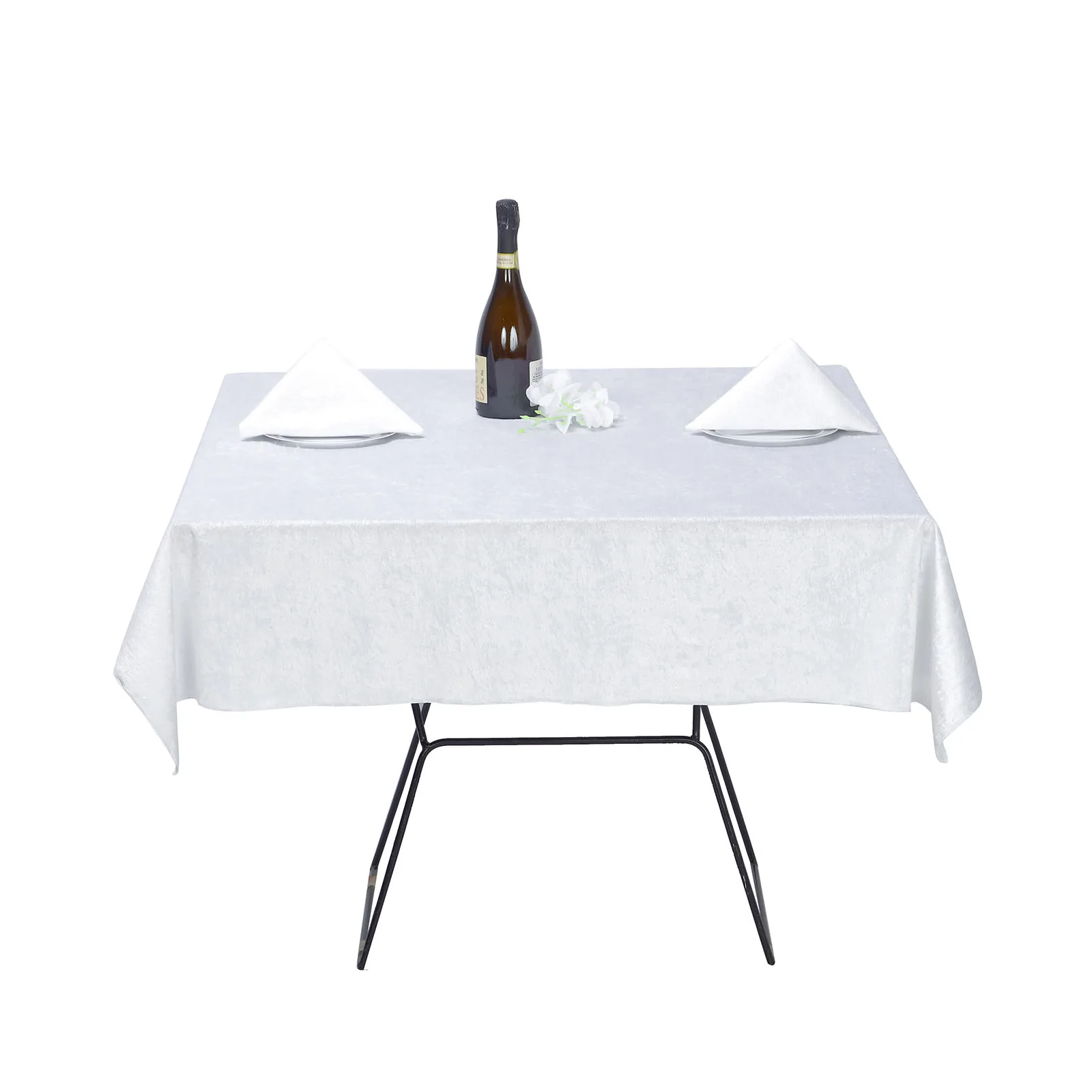 White - 54&quot; Premium Velvet Table Overlay Square Tablecloths Wedding - £23.67 GBP