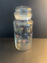 1991 Princess House Glass Jar/Canister Hand Painted Floral Flowers 8 1/2” - $10.00