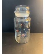 1991 Princess House Glass Jar/Canister Hand Painted Floral Flowers 8 1/2” - $10.00