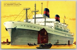 AMERICAN PRESIDENT LINES Cruise Ship Postcard S.S. President Cleveland - $5.48