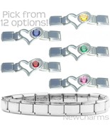 Shiny Starter Plus Italian Charm Birthstone Heart Connector 9mm Jewelry ... - $204.05 MXN