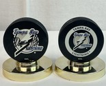 Lot of 2 Vintage Tampa Bay Lightning Hockey Pucks NHL Hockey Florida 90s... - $370.80 MXN