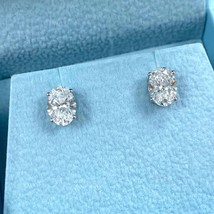 2.05 TCW Lab Grown Oval Brilliant Cut Diamond Stud Earrings 14k White Gold - £937.37 GBP