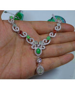 Cert&#39;d Fine Natural Rare 3 Color A Jadeite Jade Oval Cabochon S925 Necklace - £277.35 GBP