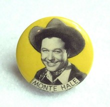 Vintage 1950s Monte Hale Button Pin Pinback 1.25&quot; Yellow Cowboy Western ... - $9.99