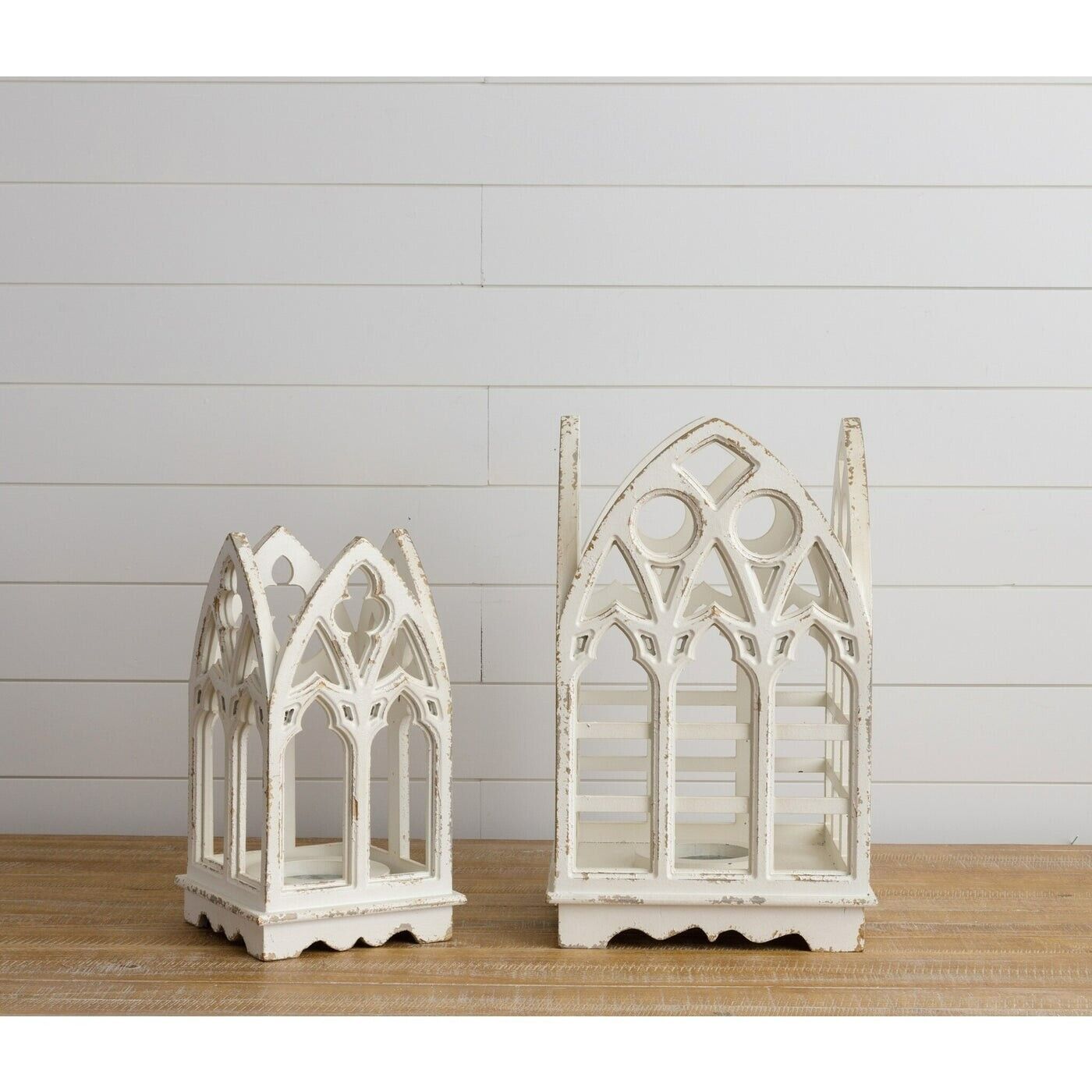 Primary image for Architectural Candle Holders in Distressed Wood and metal - 2