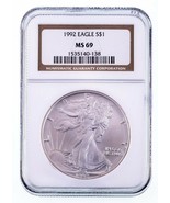 1992 $1 Silver American Eagle Graded by NGC as MS-69 - $71.73