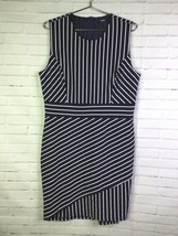 Miusol Womens Size 2XL Navy Blue White Striped Bodycon Dress Stretch Sle... - $24.25
