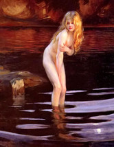 Oil painting paul emile chabas - la baigneuse the bather young girl by river art - £52.30 GBP