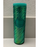 Starbucks 2022 Holiday Iridescent Green Candy Cane Swirl Acrylic Tumbler... - $22.43