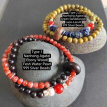 Handmade Stacking Bracelet Set | Ebony, Sandalwood, Pearl &amp; Lapis with N... - $104.92
