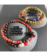 Handmade Stacking Bracelet Set | Ebony, Sandalwood, Pearl &amp; Lapis with N... - $104.92