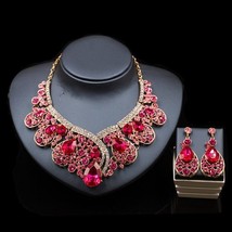 Luxurious Teardrop Crystal Bridal Wedding Jewelry Sets Rhinestone Big Necklace E - £22.16 GBP