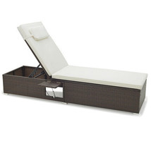 Outdoor PE RattanChaise Lounge with 6-level Backrest-Off White - Color: ... - $4,046.81 MXN
