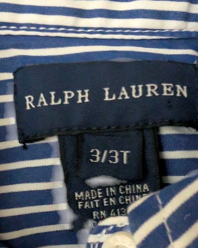 Girls 3T Ralph Lauren Blue Pinstripe ShirtDress With Belt Excellent Condition Item image 5