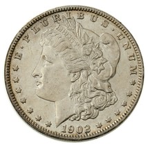 1902 $1 Silver Morgan Dollar in AU+ Condition, Touch of Light Toning - £94.61 GBP