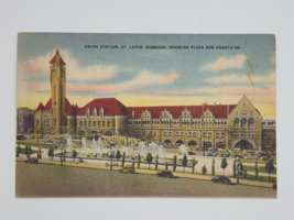 Vintage Postcard Union Station St Louis MO Missouri Plaza &amp; Fountains 1944 - $9.93
