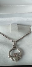 Vintage 1970 Irish Celtic Claddagh 925 Sterling Silver Necklace in Origi... - $147.51