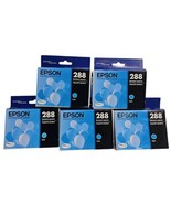 Lot of 5 Sealed Genuine Epson T0882 Cyan Ink T288220 Date: 04/2025 New - $54.44