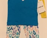 HURLEY Baby Girl 2-Piece Short Sleeves Tee Shirt &amp; Pants Heart PJs Sleep... - £10.35 GBP
