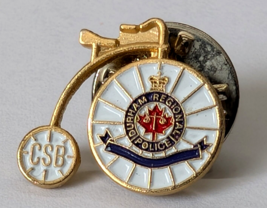 DURHAM REGIONAL POLICE CSB BICYCLE THEMED LAPEL PIN ONTARIO CANADA VINTA... - $15.99