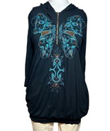 Johnny Was Shirt Women&#39;s Small Black Hooded Embroidery Bohemian Butterfl... - £38.84 GBP