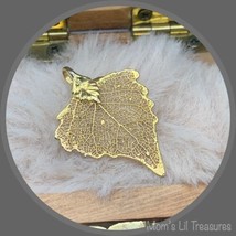 Gold Dipped Leaf Vintage Necklace Pendant  1” X 1.25” - £5.37 GBP